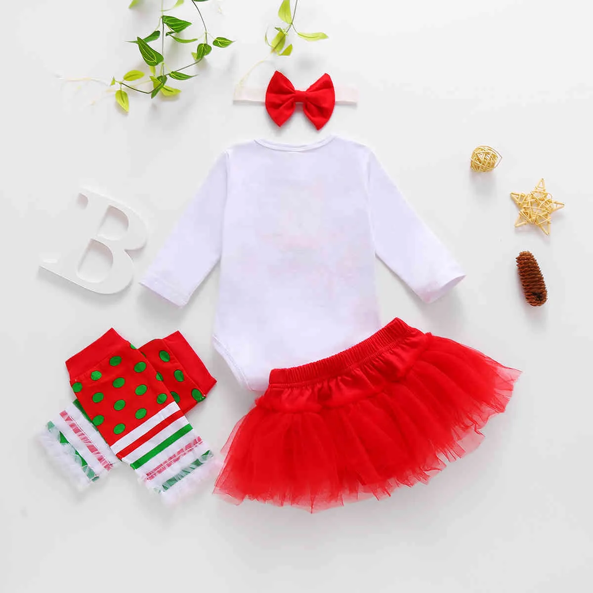 0-24m Jul Baby Girl Clothes Set Min 1: a Romper Tutu Kjolar Född Spädbarn Outfits Xmas Kostymer 210515