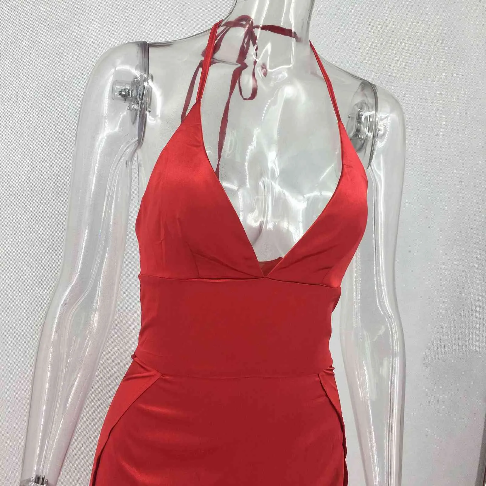 Femmes Maxi robe moulante nouveautés été rouge col en V Sexy célébrité Club nuit robe de soirée robes de soirée 210422