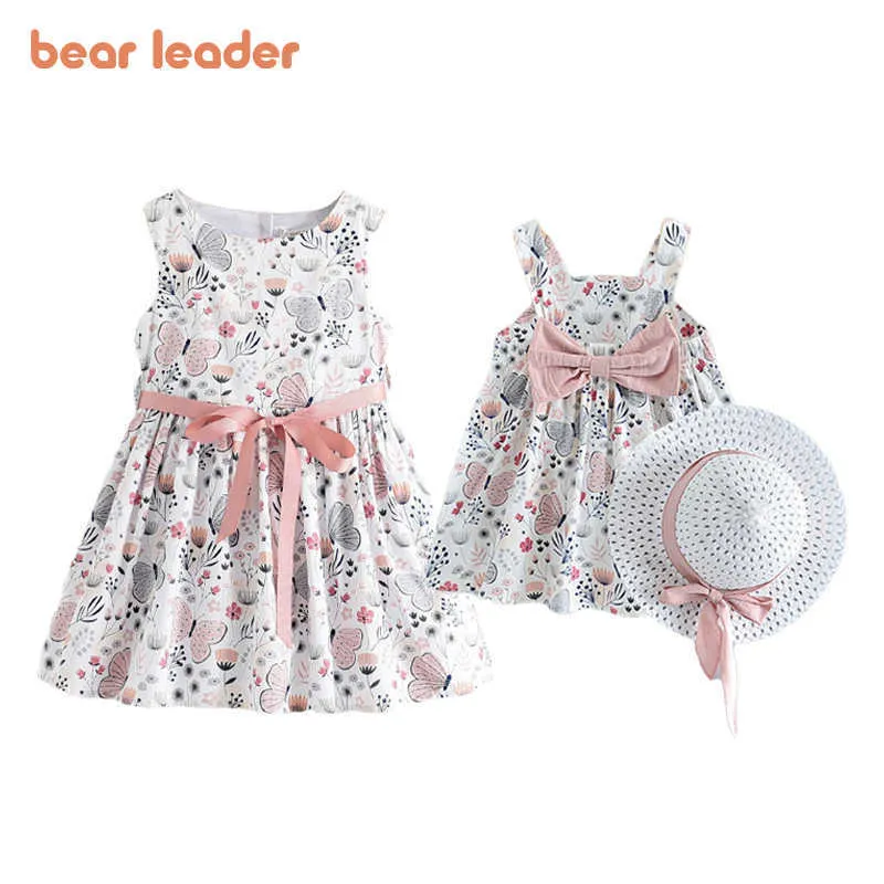 Bear Leader Girls Baby Princess Dresses Moda Rodzina Dopasowanie Stroje Casual Bowtie Dresses Dzieci Cute Kwiaty Kostiumy 210708