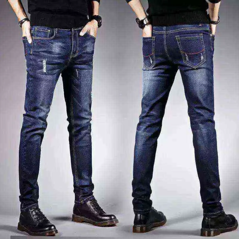 BaoZhuo Hommes Stretch Fit Jeans Printemps Été Business Casual Mode Skinny Jeans 10 Styles Noir Bleu Gris Pantalon Classique 211120