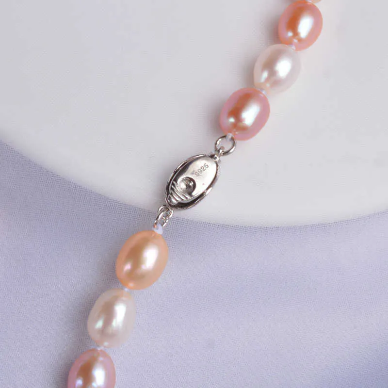 ASHIQI 8-9 mm Collane di perle d'acqua dolce naturali Chiusura collana in argento sterling 925 gioielli da sposa da donna