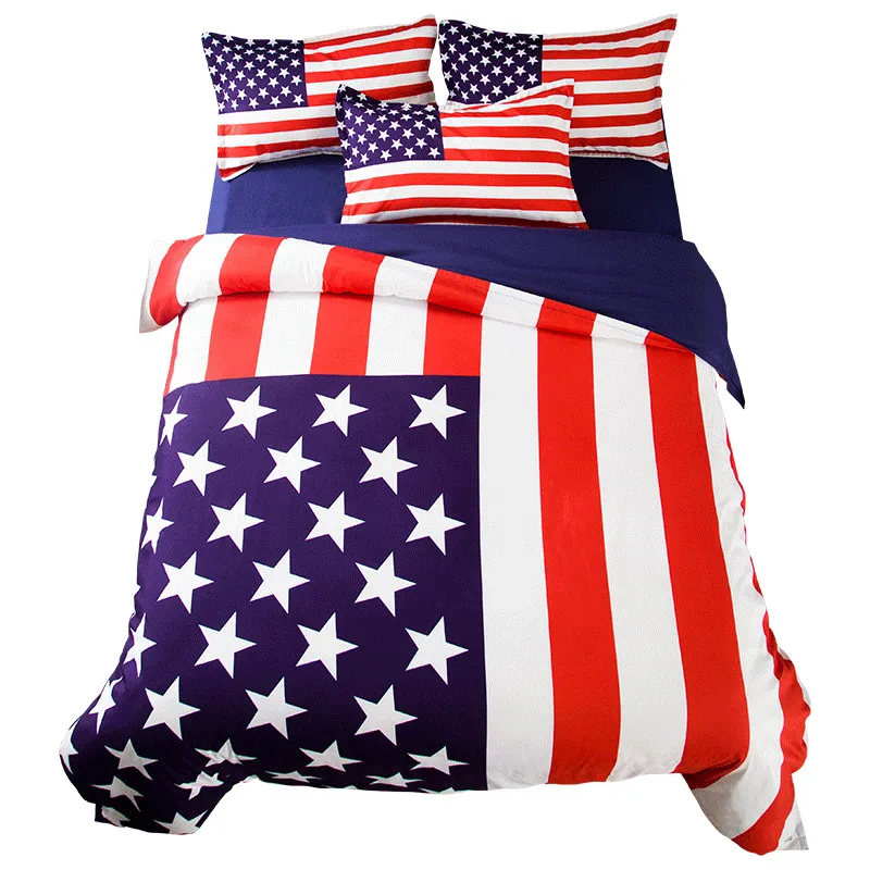 킹 사이즈 아메리칸 깃발 침구 세트 싱글 더블 풀 미국 침대 시트 퀼트 커버 베개 3 홈 데코링 5300o
