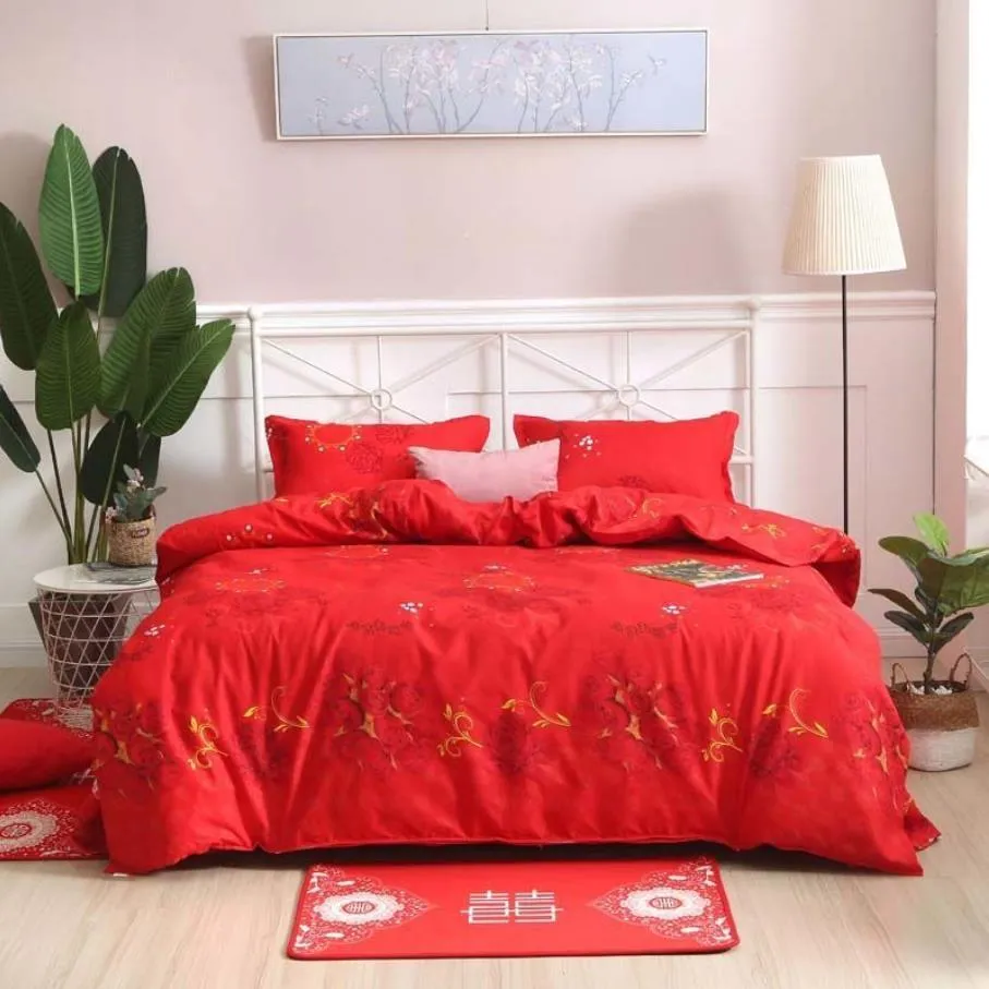 Copripiumino appena sposato Biancheria da letto in tessuto di nuova moda stile rosso cinese 200x230 cm Copripiumino doppio solo 1 copripiumino F0341 210420
