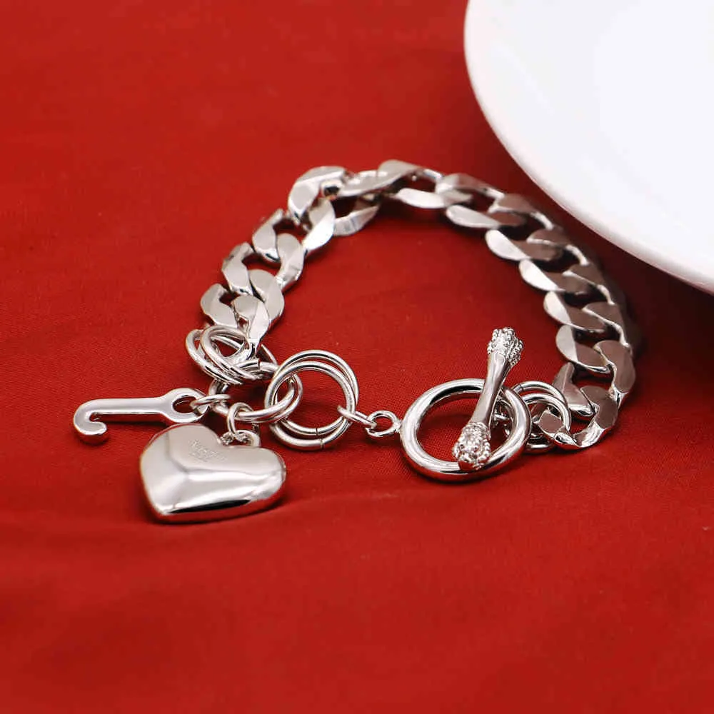 Mode italie 925 argent coeur d'amour entier pour les femmes bijoux accessoires Bracelet pour envoyer un cadeau