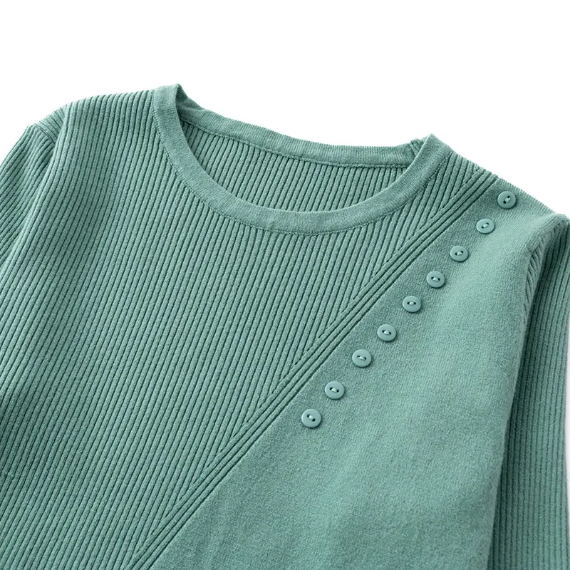 Mulheres coreanas tricotadas suéter outono inverno o pescoço manga longa elástico slim pullovers coreano quente streetwear jumper 210419