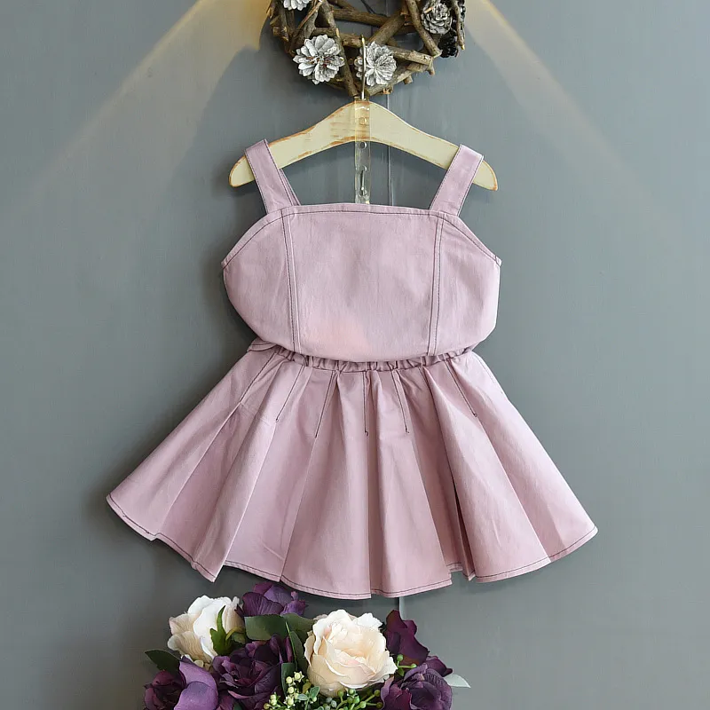 Bebek Kız Jartiyer Elbiseler Yaz Çocuklar Kız Mektup Baskı Prenses Vestidos Çocuk Casual Sevimli Kostüm 3-7 Yıl 210429