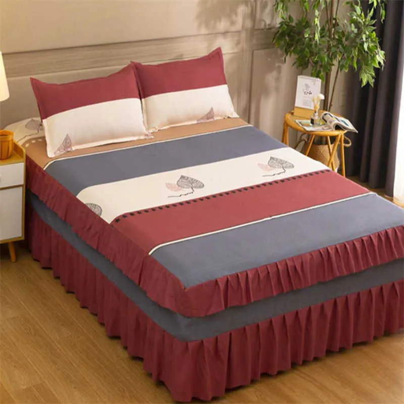 Bed Skirt Suit Fashion European American Style 1 Bedspread + 2 Pillowcase Bedding Bed Sheet Bedroom Decoration Supplies F0001 211007