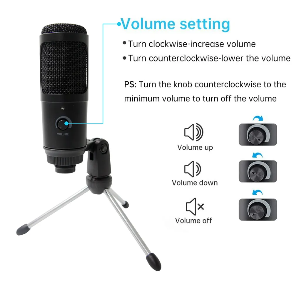 YTOM M1 PRO Microphone USB Microphones à condensateur en métal Ordinateur portable Studio d'enregistrement Streaming Youtube TIKTOK