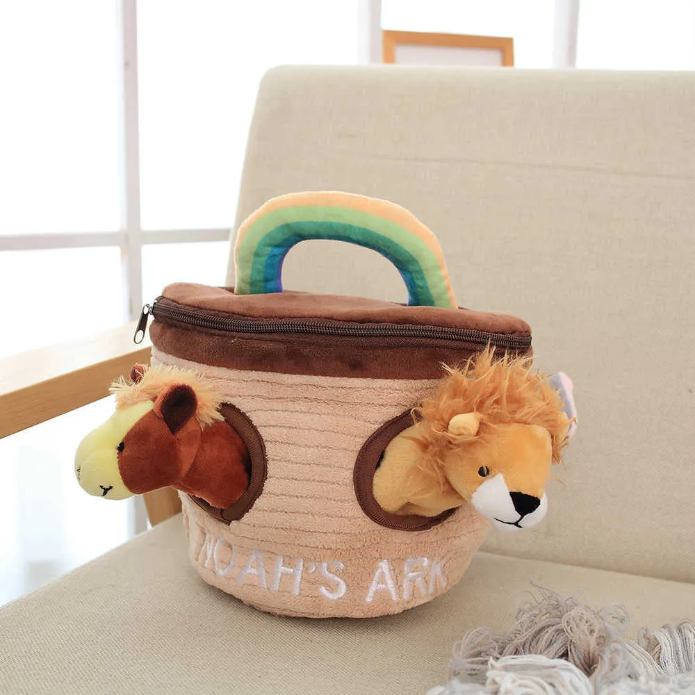Noahs Arche Spielhaus Plüschtiere Sound Spielzeug mit Tier gefüllte Kinder Bildung weiches Kleinkind Baby Geschenk 210728