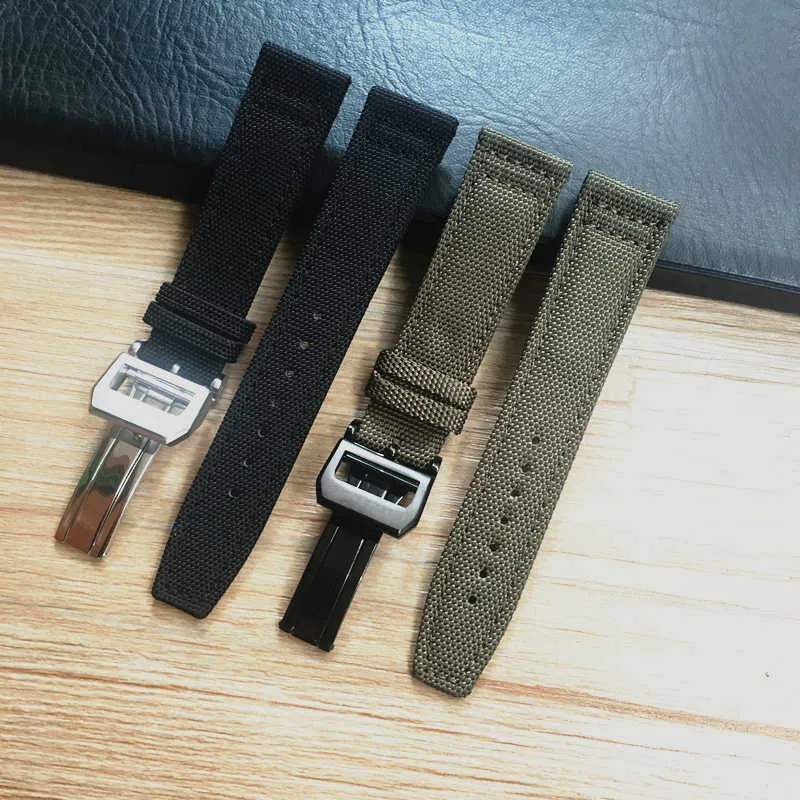 Merjust 20mm 21mm 22mm Green Black Nylon Leather Watch Strap Canvas Watch Band for Iwc Portugieser Chronogra Mark Bracelet H0915210h