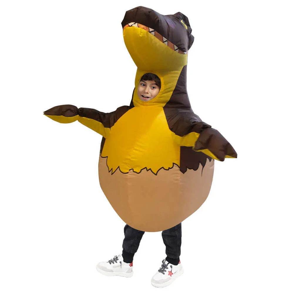 Volwassen opblaasbare dinosaurus kostuum kind grappige blow up pak partij fancy dress unisex kostuum halloween kostuum voor kid q0910