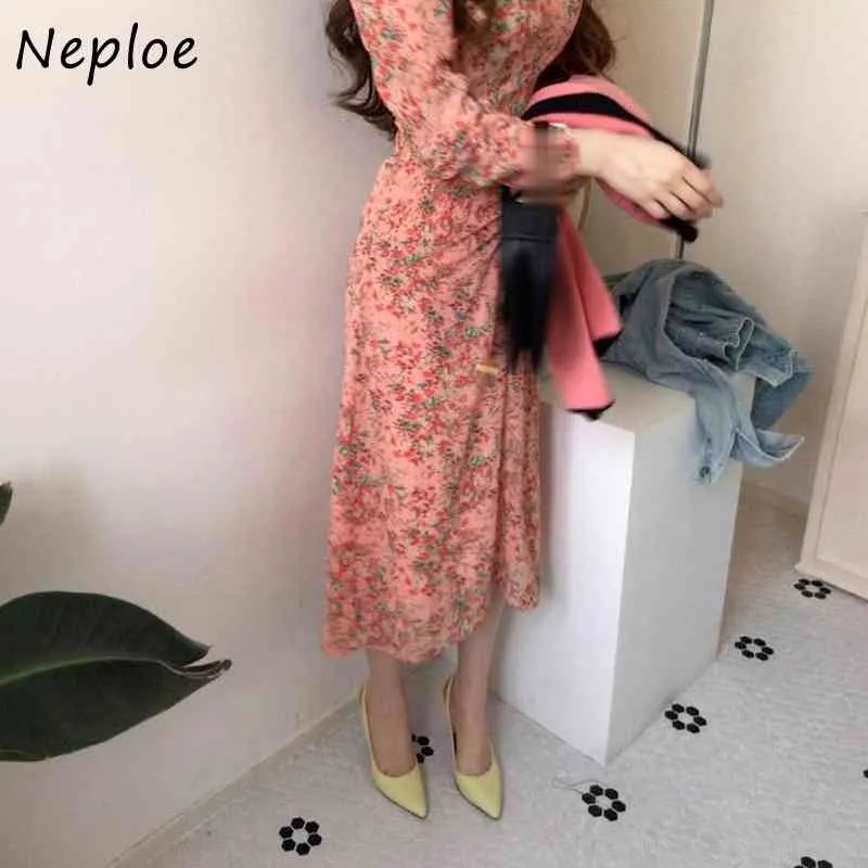 Korean Chic Temperament Dress Women High Waist Hip A Line Slim Vestidos Vintage Print Mature Long Sleeve Robe Spring 210422