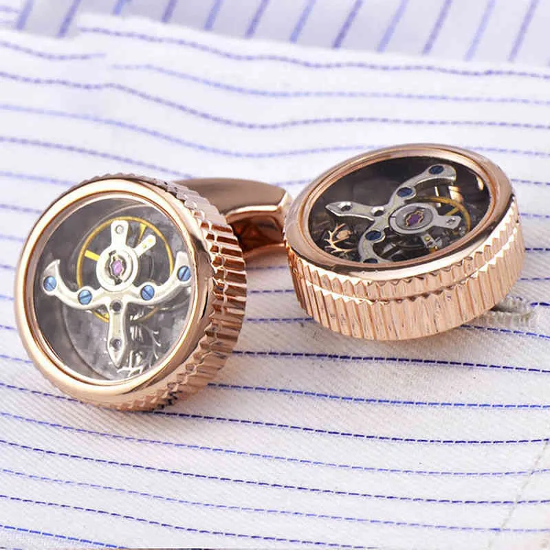 Cufflinks Movement Tourbillon Cufflink s Mechanical Watch Steampunk Gear Cuff Links Gifts for Men Shirt Accessories