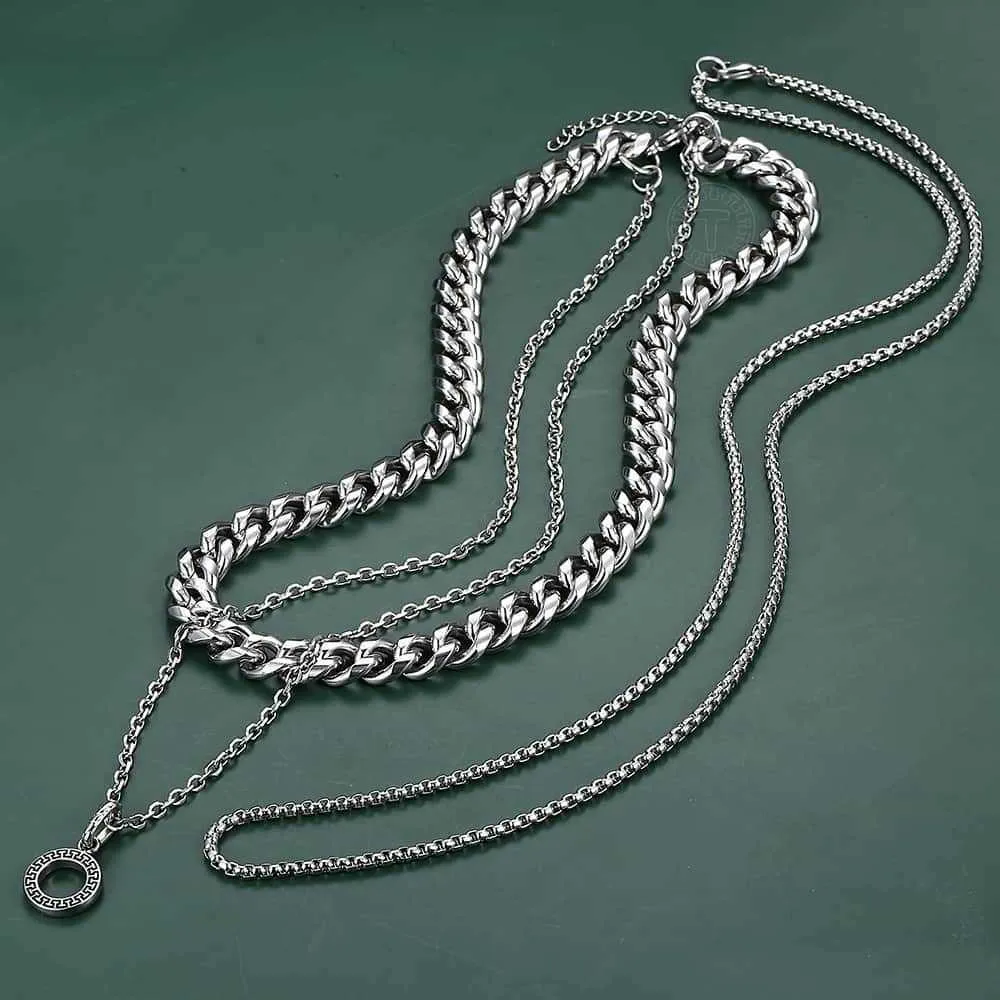 Мужские и женские многослойные шеи RAS ожерелье, цепное звено, нержавеющая сталь, золото, кубинская коробка, TSS011, Breloque Cleant Q0809