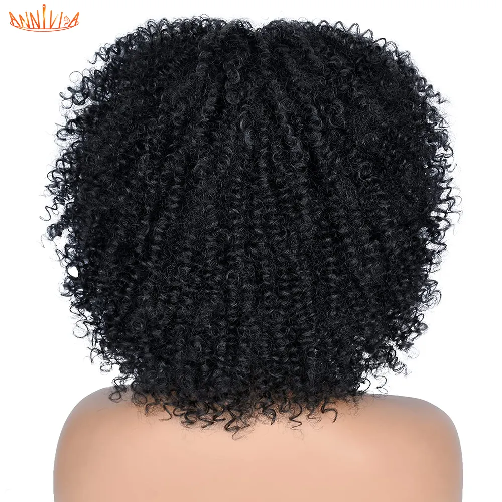 10 pouces Cheveux Courts Afro Crépus Bouclés Perruques Avec Une Frange Africain Synthétique Ombre Glueless Cosplay Perruques Pour Les Femmes Noires Résistant À La Chaleurfactory direc