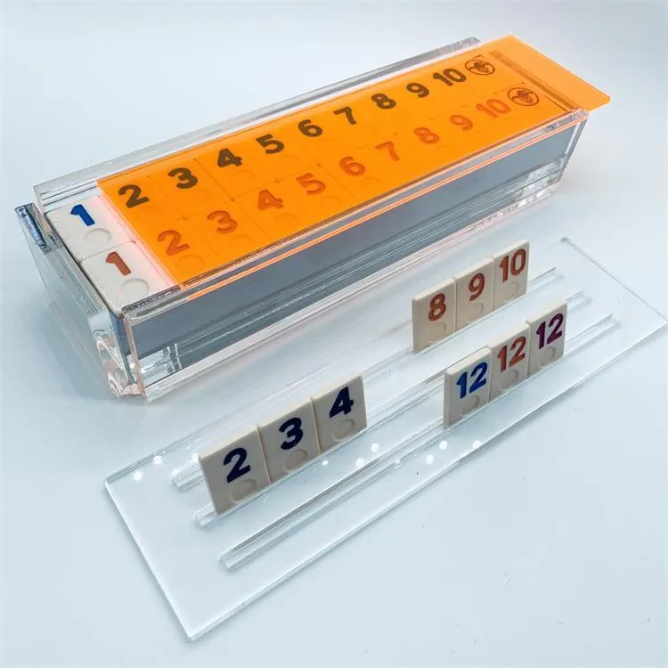 Ensemble de jeu de société Lucite pour tous les âges, cadeau de Thanksgiving, jeu de rehaussement du cerveau, personnalisé en acrylique, Rummy Q Set314S4131038