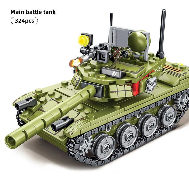 Sembo 324 stks Militaire Sets Main Battle Tank WW2 Bouwstenen Wapen Figuren Army City Enlighten Bricks Speelgoed voor kinderen Gift X0902