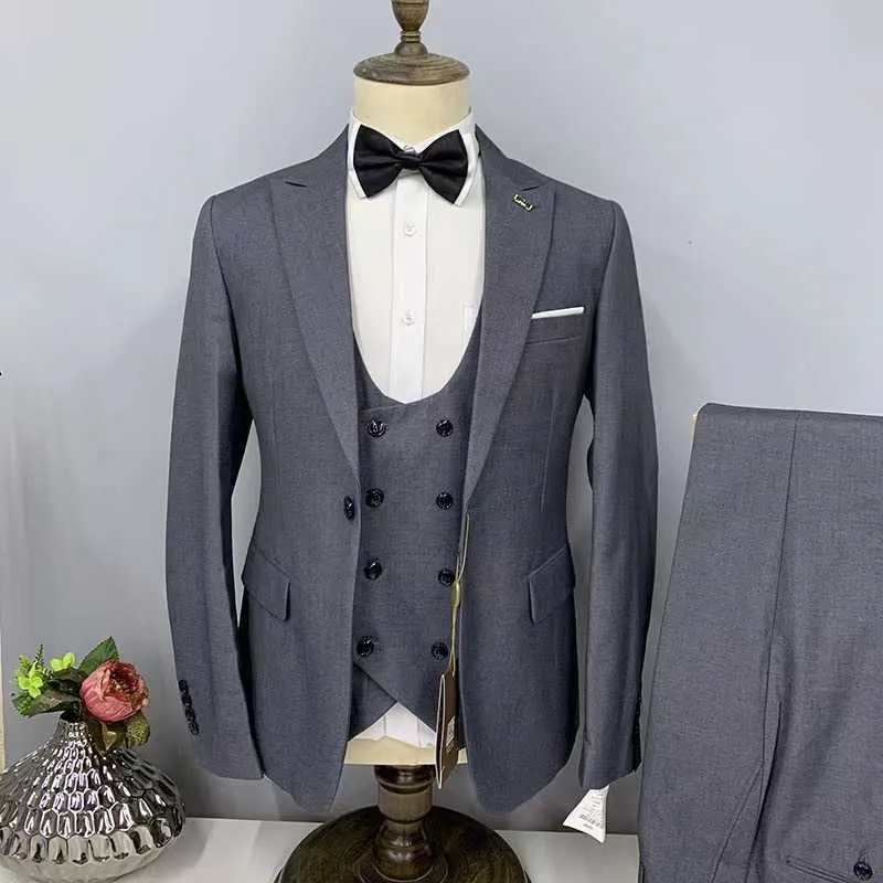 Новые роскошные вечеринки сцены Groomsmen костюм Homme популярный марок одежда смокинг 3 набор кухни + брюки + жилет свадьба мужские костюмы х0909