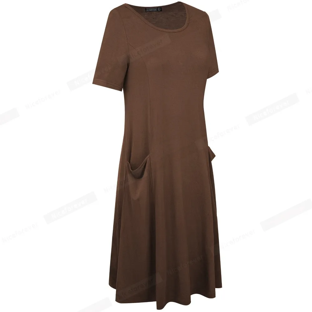 Trevligt för alltid sommar kvinnor solid färg casual klänningar rakt lös skift kvinnlig klänning btyt027 210419