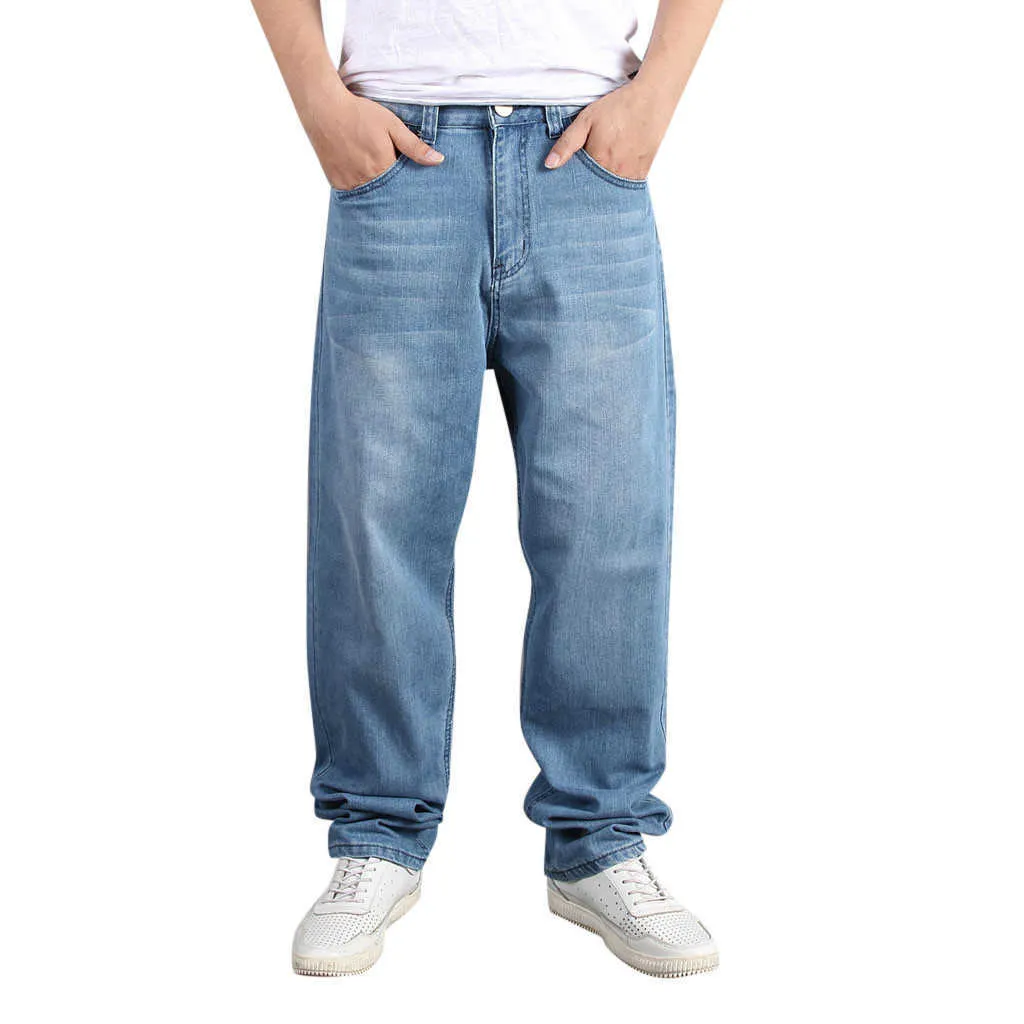 Homens solta grande tamanho gordo moda casual hip hop dance dança denim calças masculinas harajuku calças moda x0621
