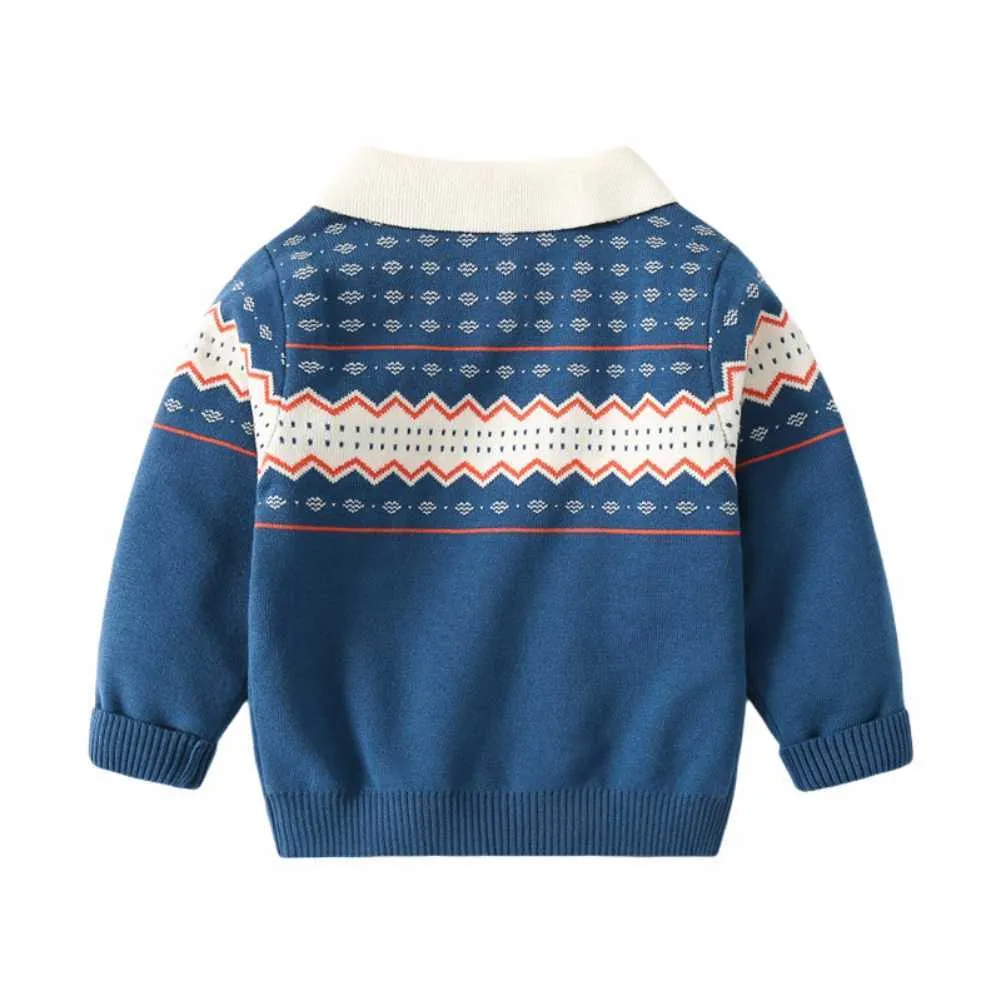 Outono outono inverno meninos malha camisola outorga colarinho colarinho geométrico geométrico blusas parafuso pescoço morna roupas pulôver 1-6t y1024