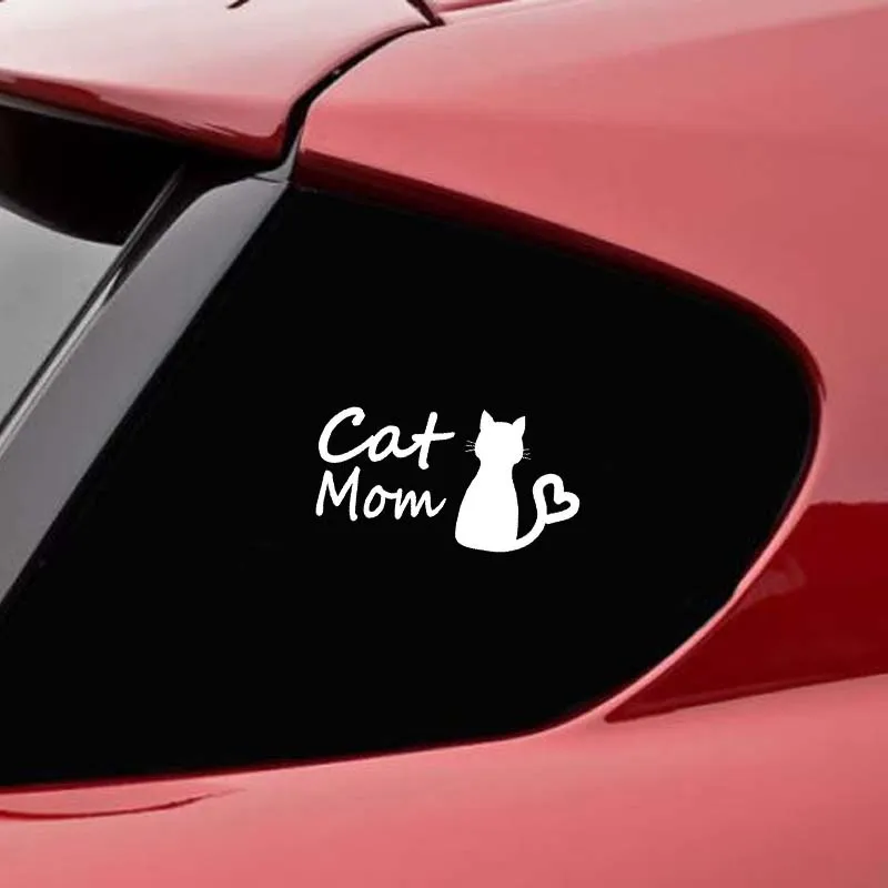 13CM * 6.7CM chat maman voiture autocollant drôle vinyle décalque décor noir argent