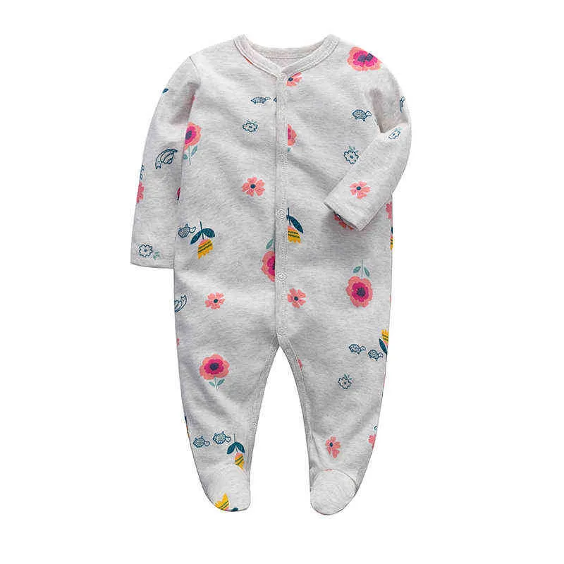 2020 Nya Babies Romper Nyfödda Baby Boys Girls Sleepers Pyjamas 3m -12 m Månader Jumpsuit Spädbarn Långärmad Kläder G1221