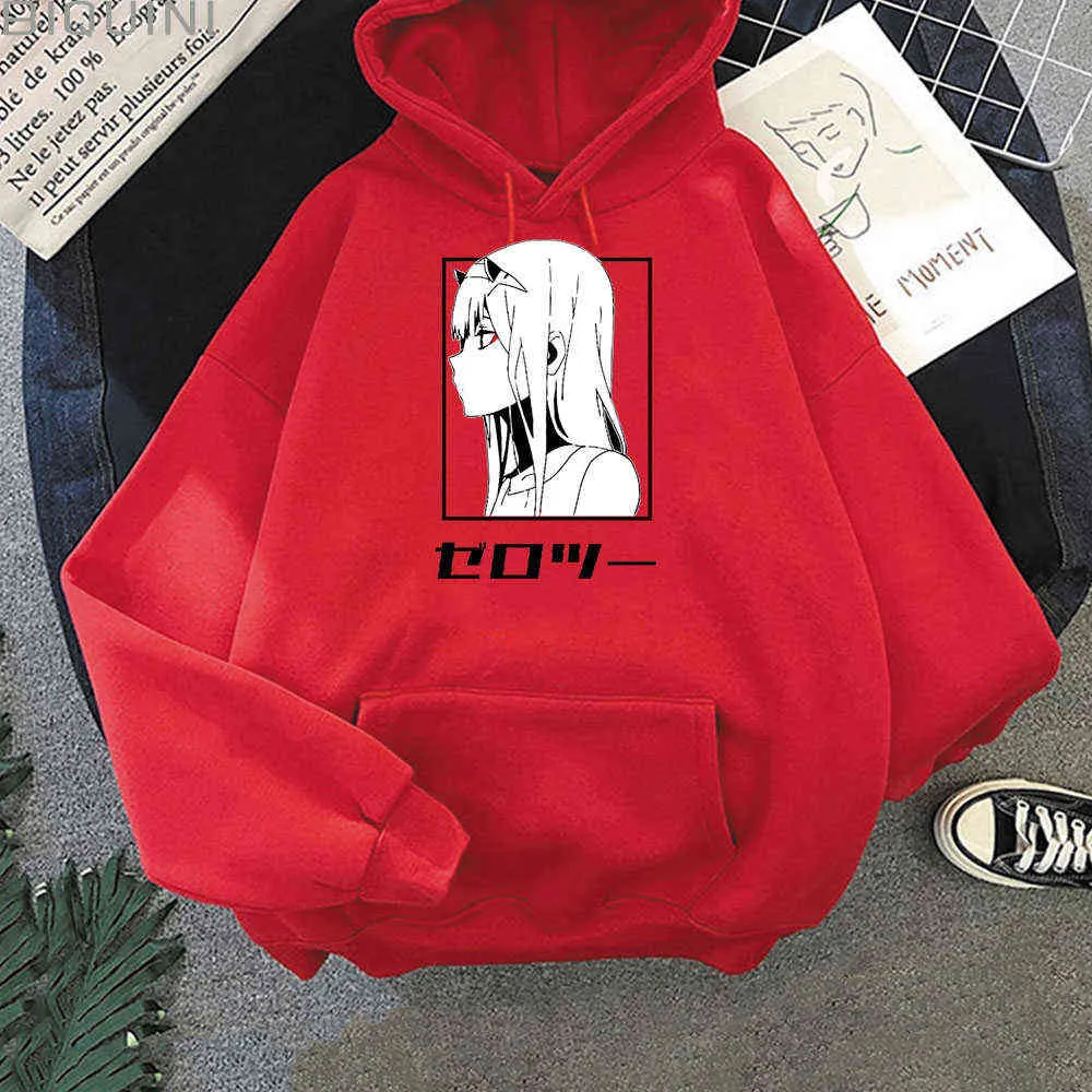 Franxx Anime Hoodie Zero 2 인쇄 Kawaii Aesthetic Streetwear 여성 Darling Hot Girl Punk Clothes 느슨한 스웨터 풀오버 Y0820