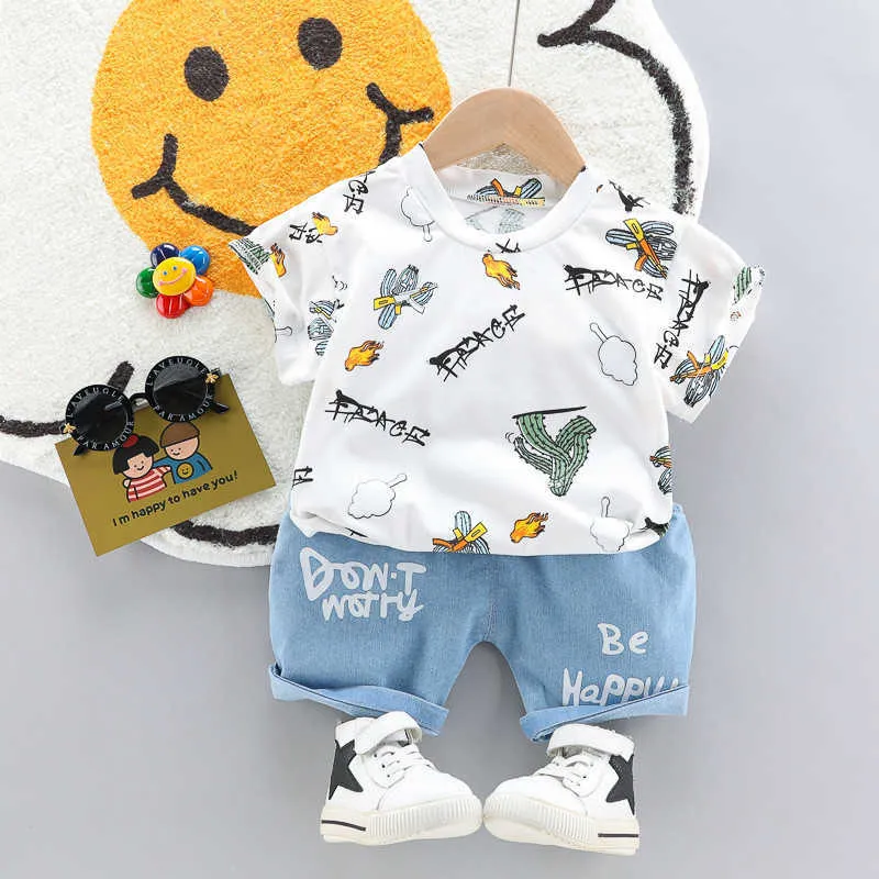 Sommar spädbarn kostym Bomullskläder för nyfödda baby pojkar kläder kaktus topp + shorts 2st -outfit set barn kostym