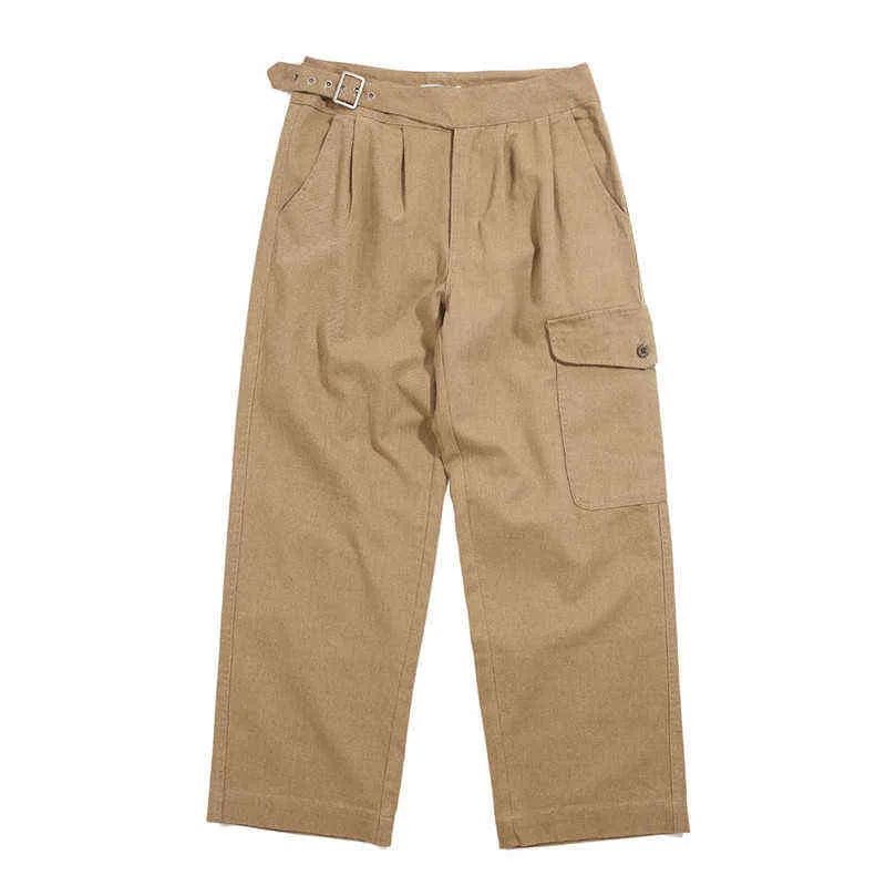 Gurkha Pants Mens Military Multi Pocket Cargo Pants Safari Style Casual Loose Solid Color Work Trousers Men H1223