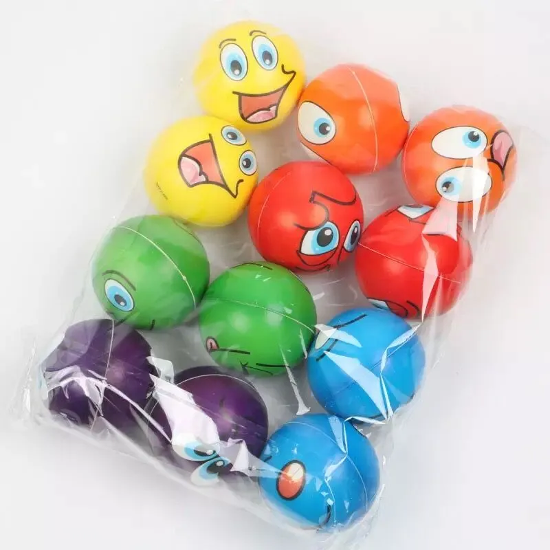 1000st 6 3 cm stressbollar Grimace Smiley Laugh Face Soft Foam Pu Squeeze Squishy Balls Toys For Children Children Exprence311m