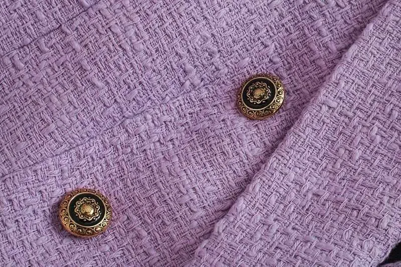 Nomikuma Korean Dubbelbröst Blazer Coat Höst Vinter Kvinnor Blazers Causal Purple Långärmad kostym Jackor 6B716 210930