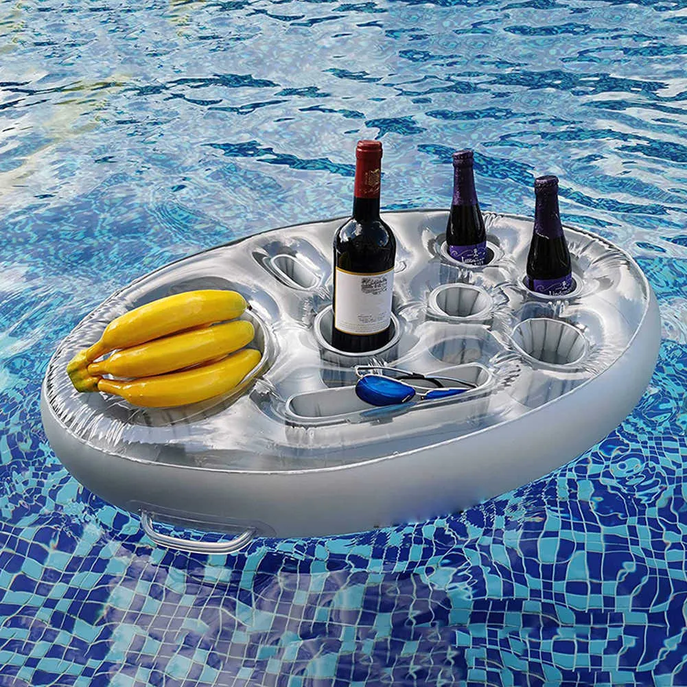 Summer Inflatable Float Beer Tray Party Bucket Cup Holder Water Play Pool Drinking Cooler Table for Swimming Bar 2106303582223