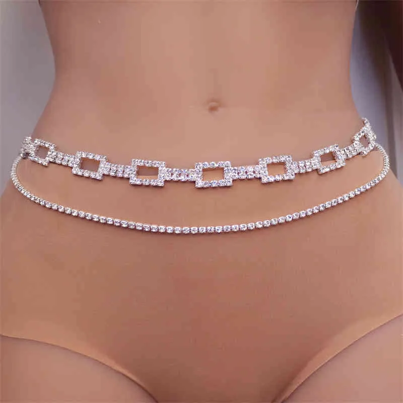 Cintura con strass lucidi Collana da donna con catena in vita sexy ombelico Gioielli il corpo accessori da spiaggia estivi bikini