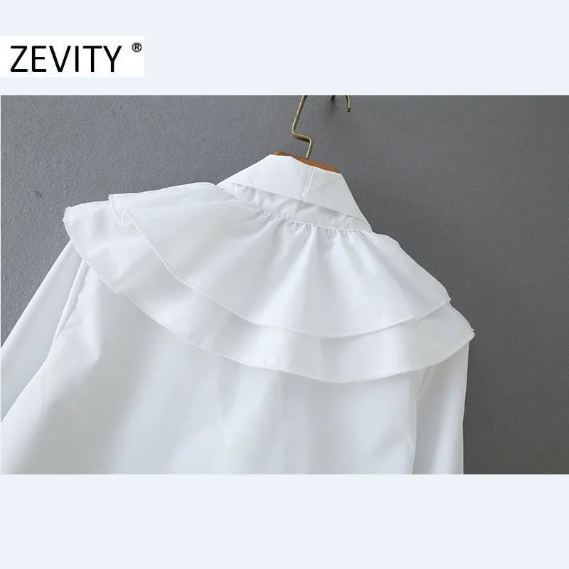 women fashion v neck bow tie casual smock blouse shirt pleated ruffles chic white blusas streetwear tops LS7241 210420