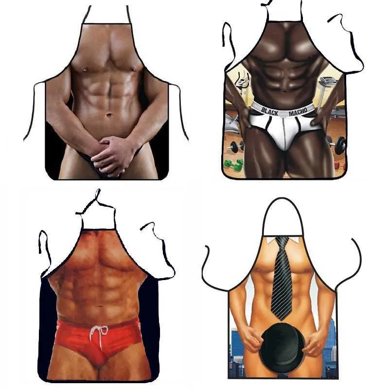3D Funny Sexy Naked Man Aprons Women Apron Dinner BBQ Party Cooking Aporn Adult Cozinha Tablier Cuisine Pinafore Wholesale