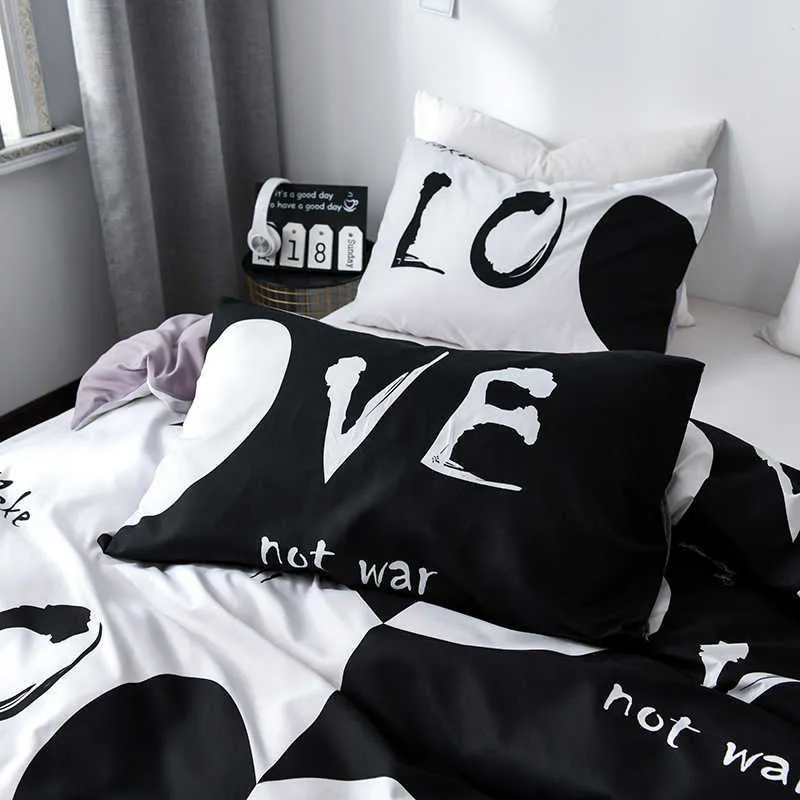 Aggcual Couple love king size bedding set luxury bed quilt comforter printed duvet cover set double bed Polyester textile be04 211007