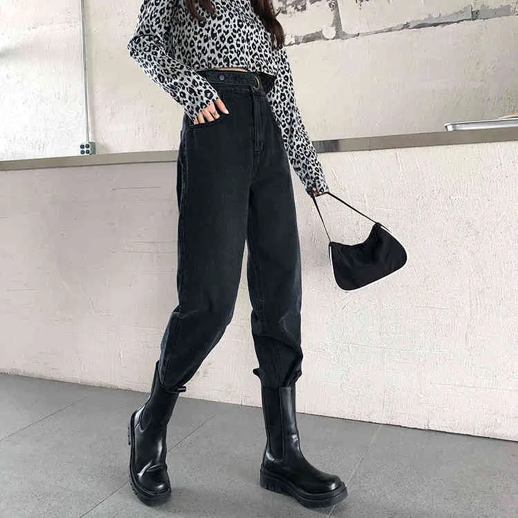 S-XL automne style coréen femmes vintage denim pantalon décontracté bleu taille haute jeans pour femmes droite long pantalon femme 78528 210423