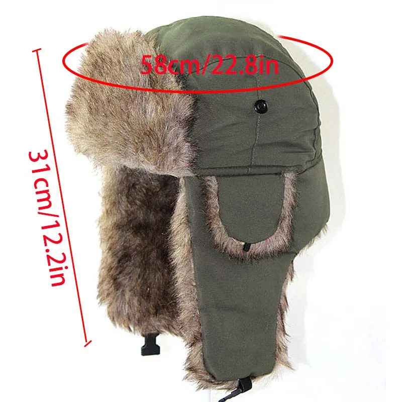 Kış Faux Kürk Tuzağı Şapkası Rus Ushanka Trooper Su geçirmez Havacılık Şapkaları Erkekler İçin Snow Eskimo Kapaklı Kap Kapak