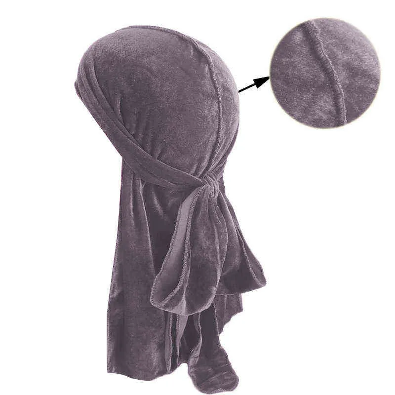 Gorąca sprzedaż Unisex Men Women Velvet Oddychająca Bandana Hat Turban Doo Durag Cap Europejska i Amerykańska ulica Y21111