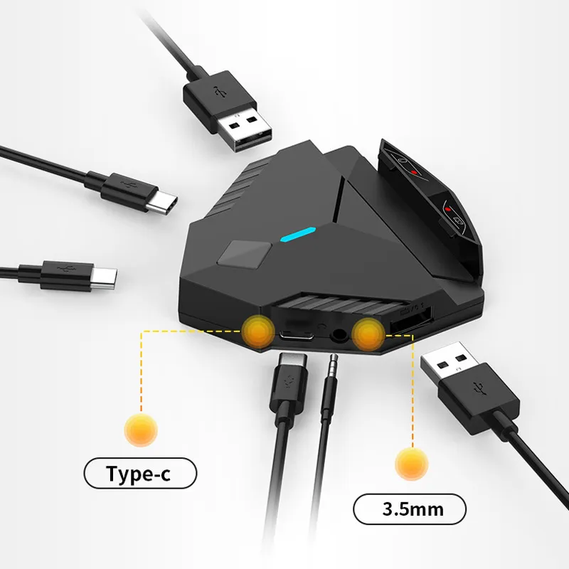 Lingzha 2 Trådlös USB-spel Tangentbord Mouse Converter Adapter för Android Mobiltelefonspel Spelar för PUBG Game Tillbehör