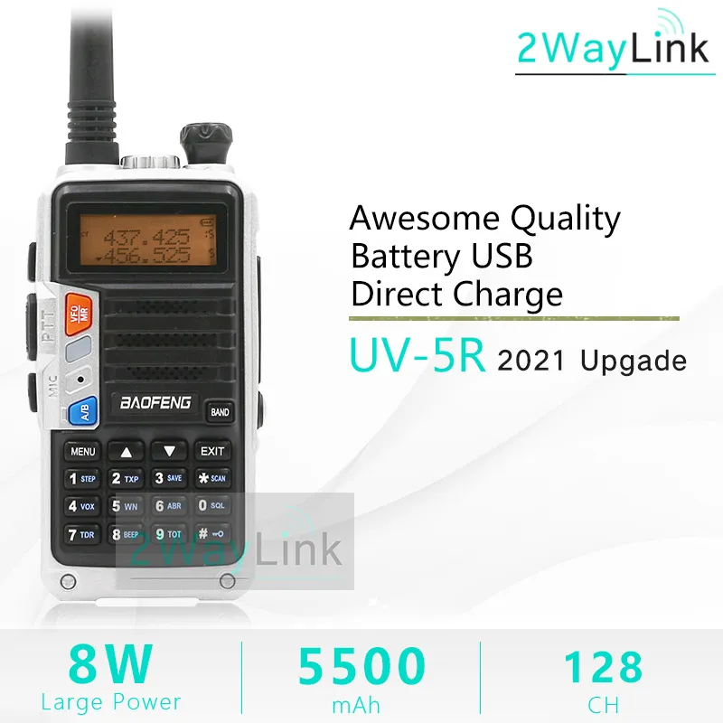 BaoFeng -5R Walkie Talkie 5R Upgrade-Version CB Radio HF Transceiver 8W 10km Dual Band UHF VHF Walkie-Talkies 82 UV 9R