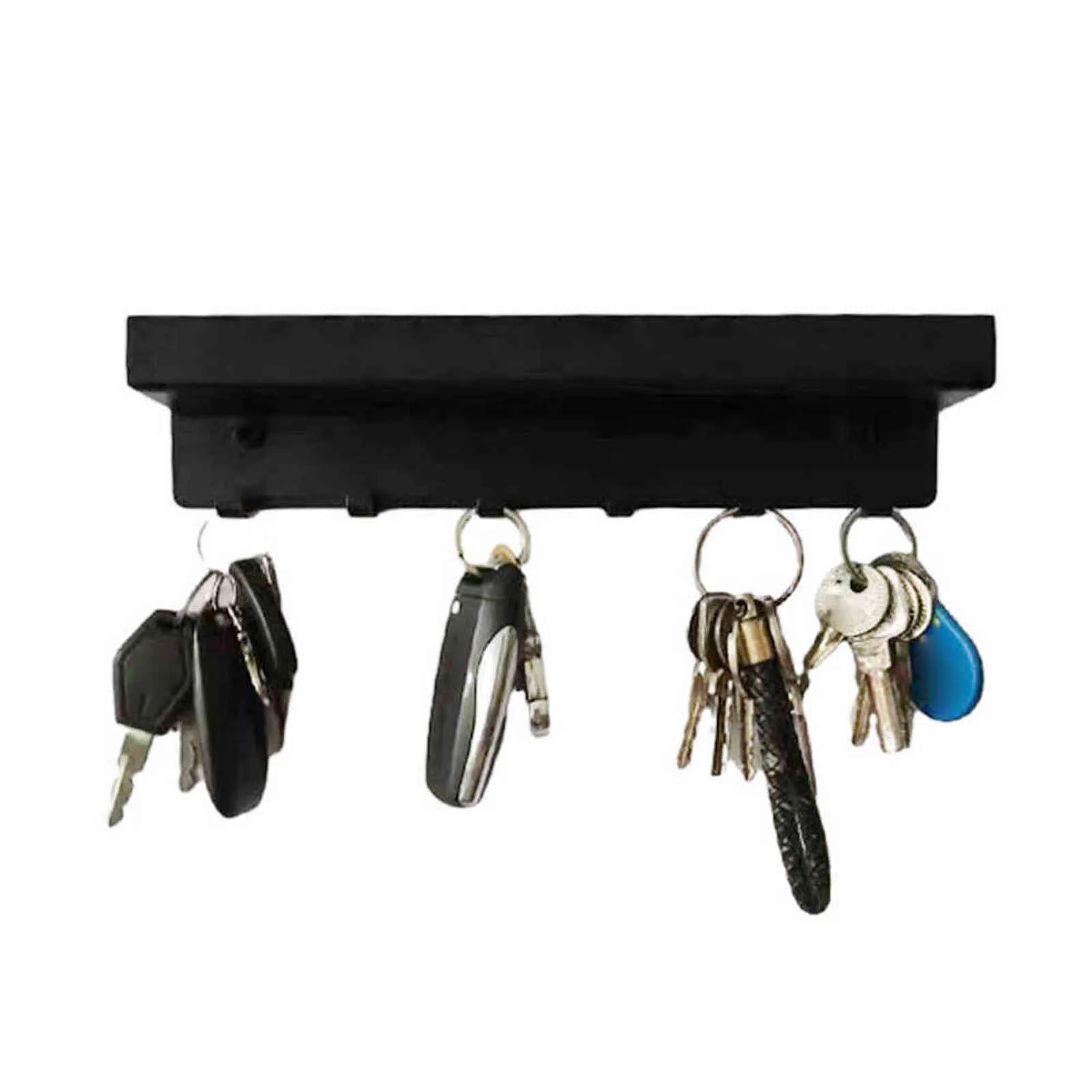 Support mural porte-clés suspendu étagère support cintre organisateur de courrier en métal avec 6 crochets pour entrée bureau noir 211102