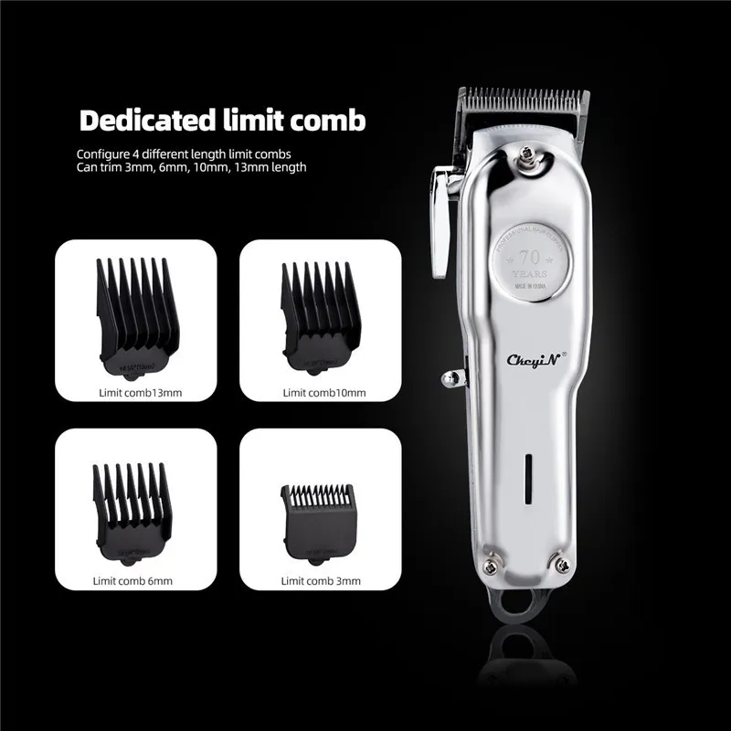 Professional Barber Hair Clipper Trimmer Men Rechargeable Electric T-Blade Finish Cutting Machine Beard Shaver Cordless Haircut 220216