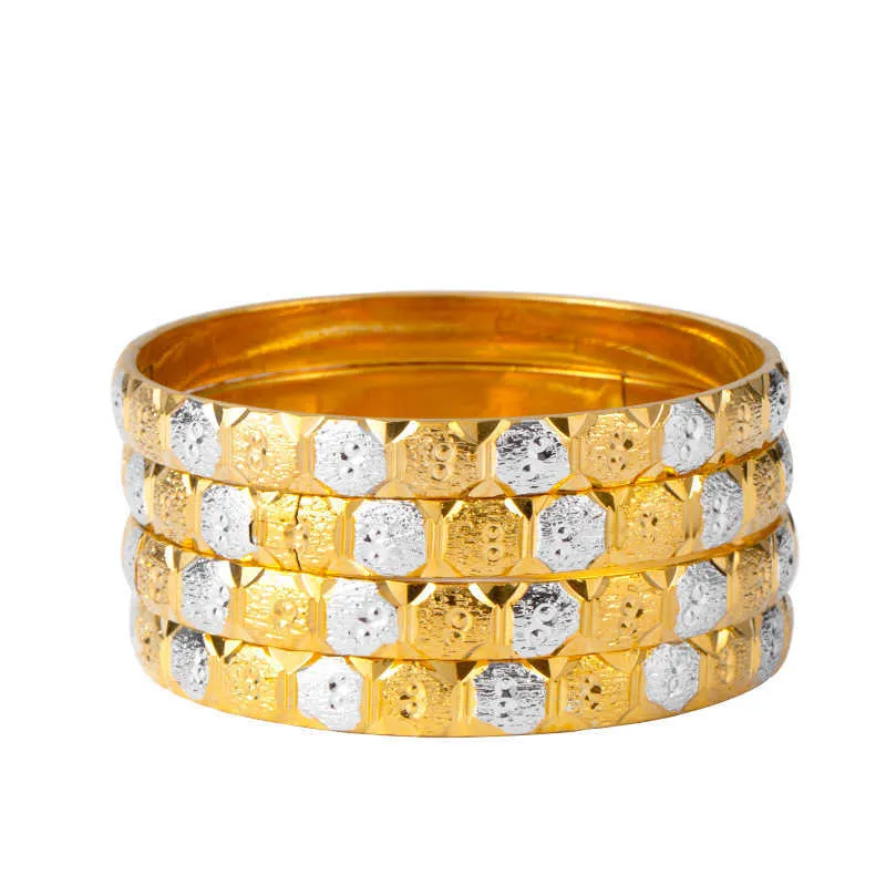 8 мм64 мм TWOTONES DUBAI BANDLES for Women Золотые серебряные цвета арабские браслеты Эфиопские свадебные браслеты Классический африканский подарок Q07201618664
