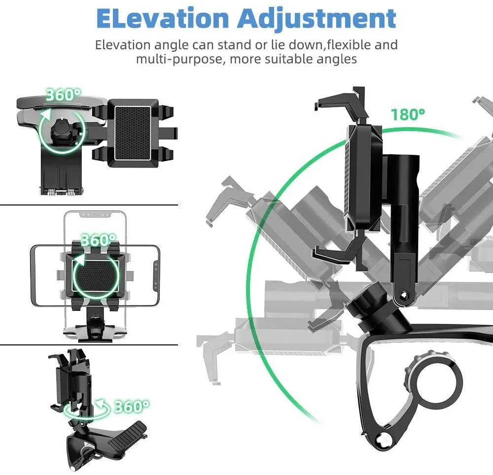 Fimilef Support de téléphone portable, support de smartphone réglable pour tableau de bord, support universel pour téléphone portable de voiture à 1200 degrés