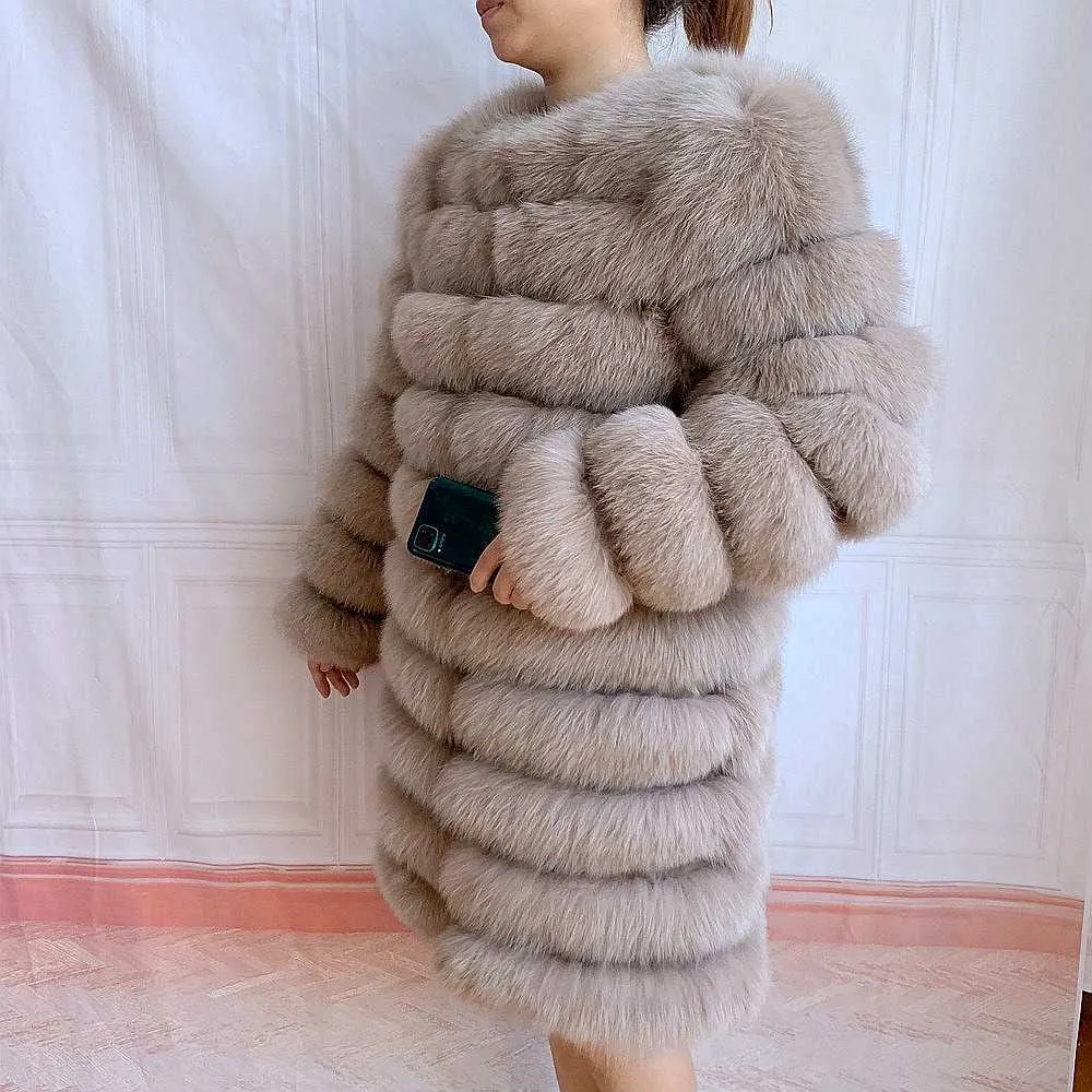 Mode hiver chaud femmes manteau fourrure naturelle vraie veste à manches longues détachable longue 210902