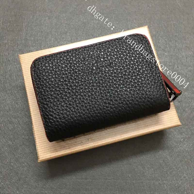 Fashion leather mens and womens Coin Purses high quality wallet classic daily zipper short rivet red shoes wallets trend Leisure B2916