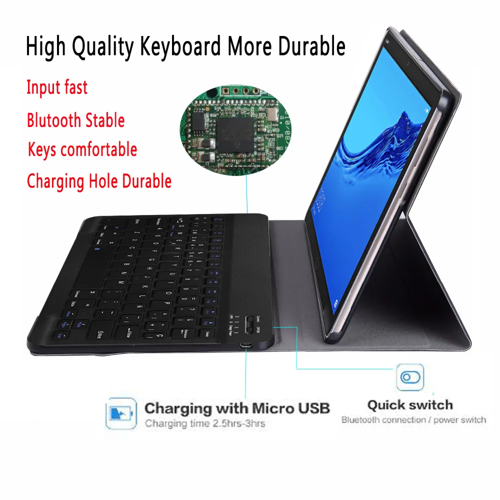 حالة لوحة المفاتيح الإسبانية لهواوي ميدياكباد M5 Lite 10 10.1 BAH2-W09 W19 BAH2-L09 Case Keyboard for Huawei M5 10.1 Cover Funda