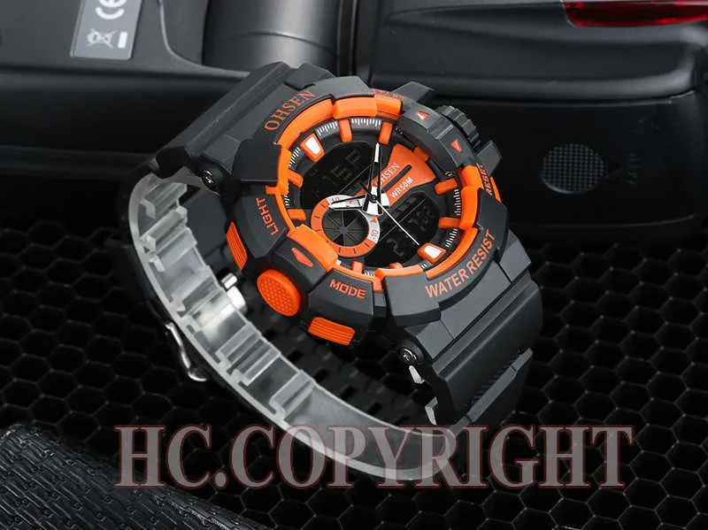 Big Dial Mens Wysokiej Jakości Multi Funkcja Dual Time Display El Light Nurkowanie Sport Wrist Watch G1022